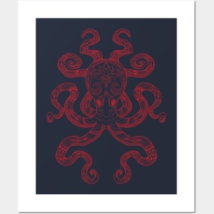 Color Me Octopus - Red Posters and Art